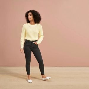 EVERLANE Authentic Stretch Skinny Ankle Jeans Black {3F19}
